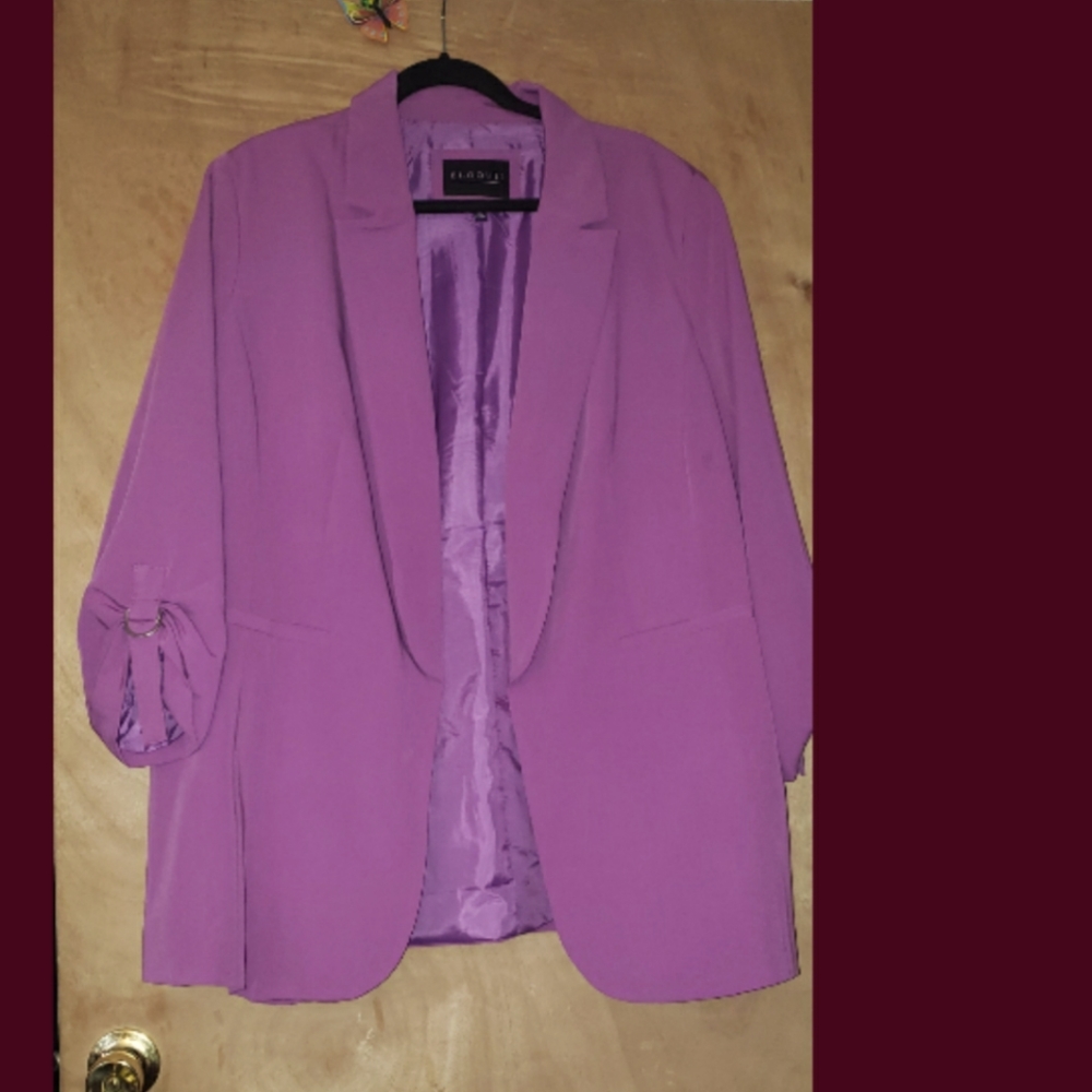 NEW ELOQUII BUTTON LESS PURPLE BLAZER PLUS SIZE 22W